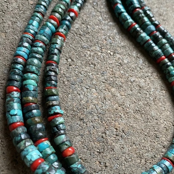S.S.Multi StrandTurquoise CoralHeishi BeadNecklace